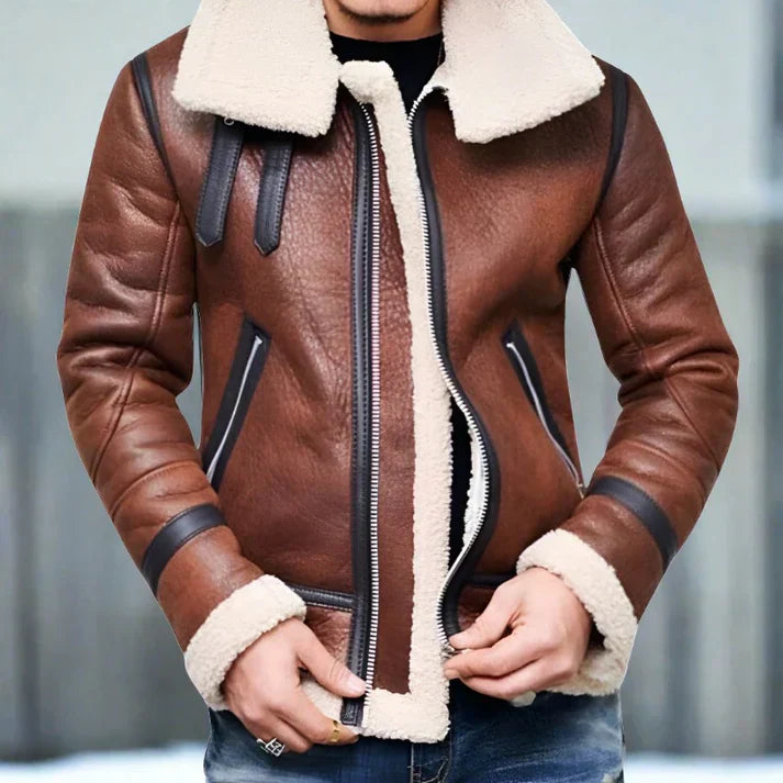 Levoire | Blouson Épais En Cuir Homme Marron