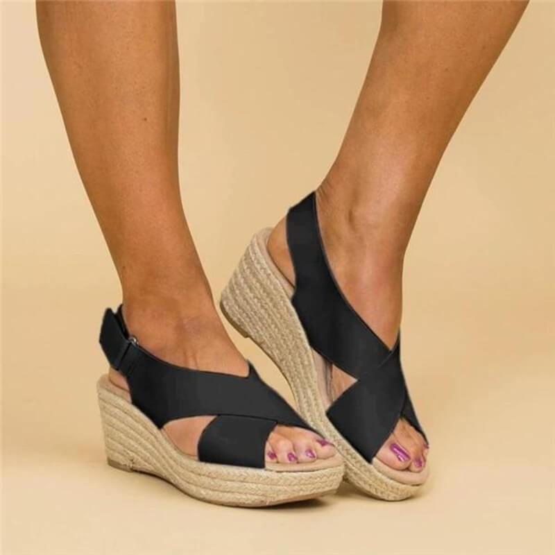 Levoire | Sandales À Plateforme Élégantes Avec Bride En Croix Noir