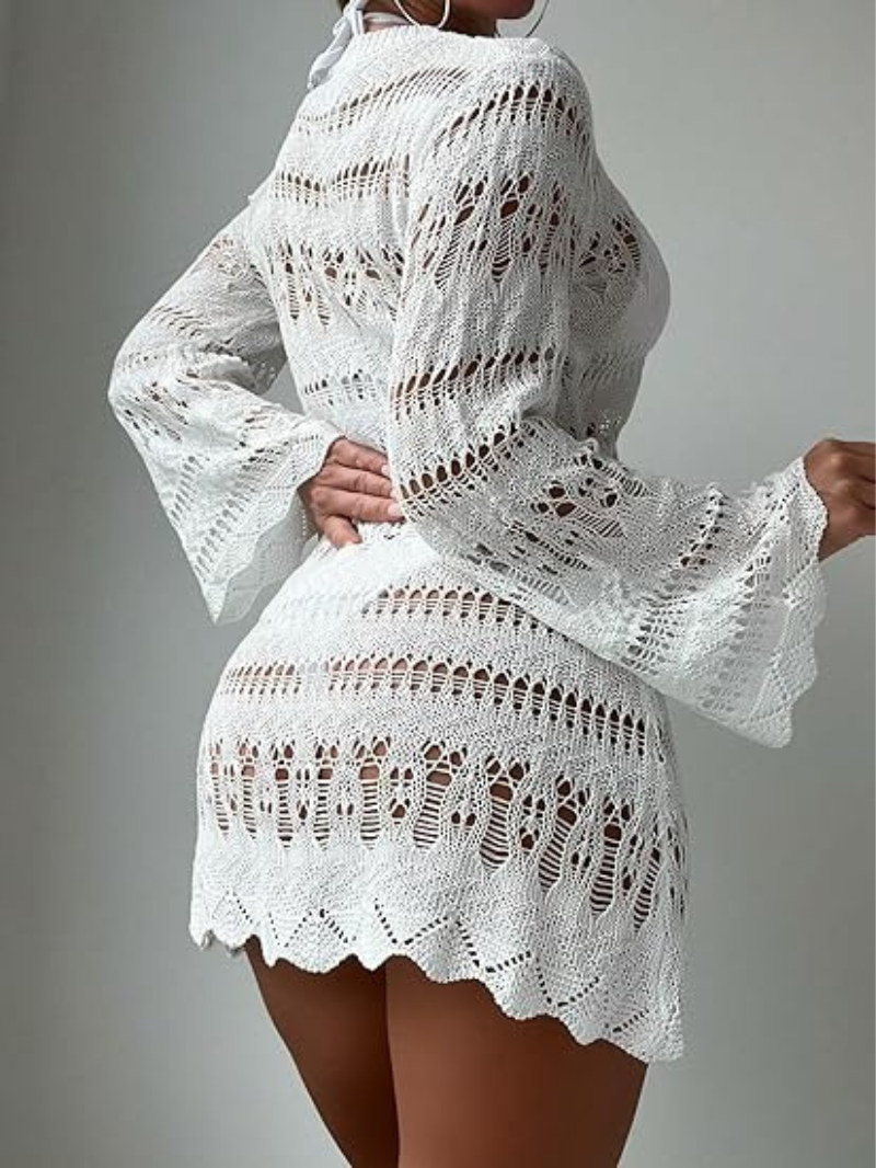 Levoire | Robe De Plage Tricotée À Manches Longues Tenue De Plage