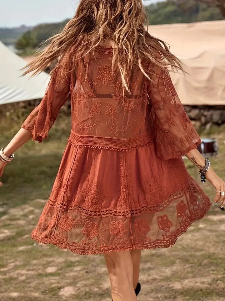 Levoire | Robe En Dentelle Transparente Surdimensionnée Style Boho