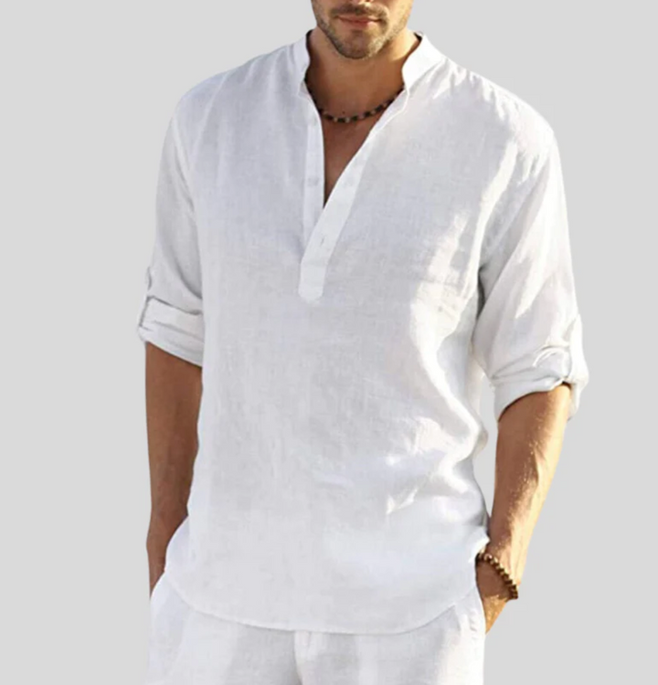 Levoire | Chemise En Lin Élégante Avec Col Blanc