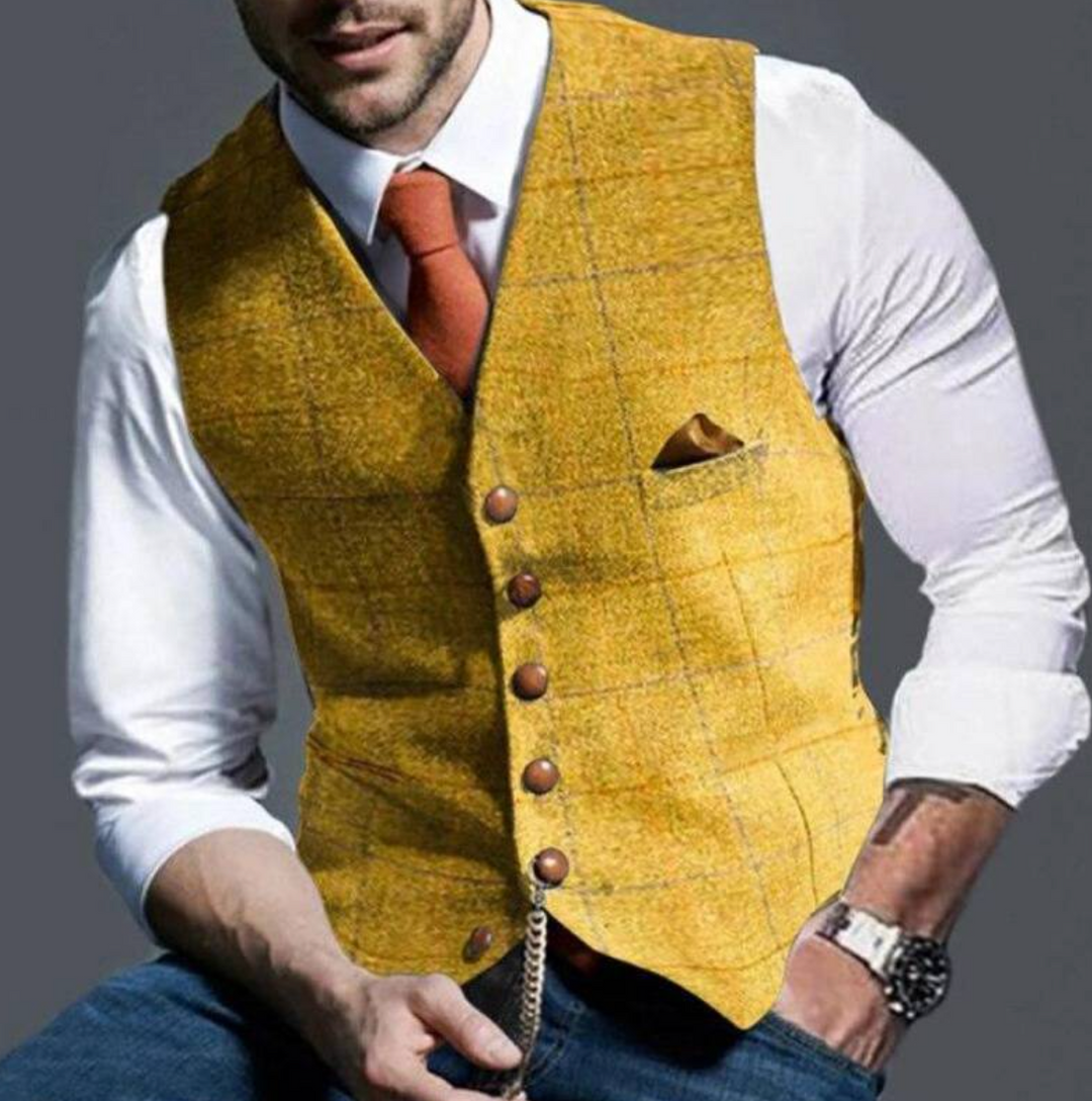 Levoire | Gilet Vintage Pour Hommes Jaune