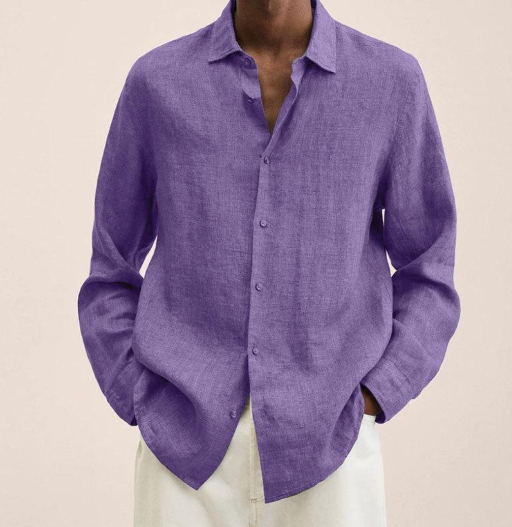 Levoire | Chemise En Lin Élégante Pour Hommes Lilas