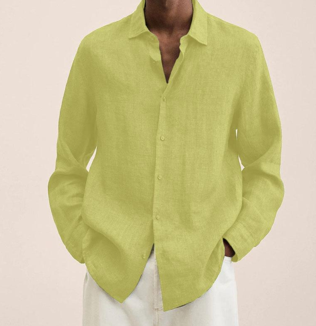 Levoire | Chemise En Lin Élégante Pour Hommes Jaune
