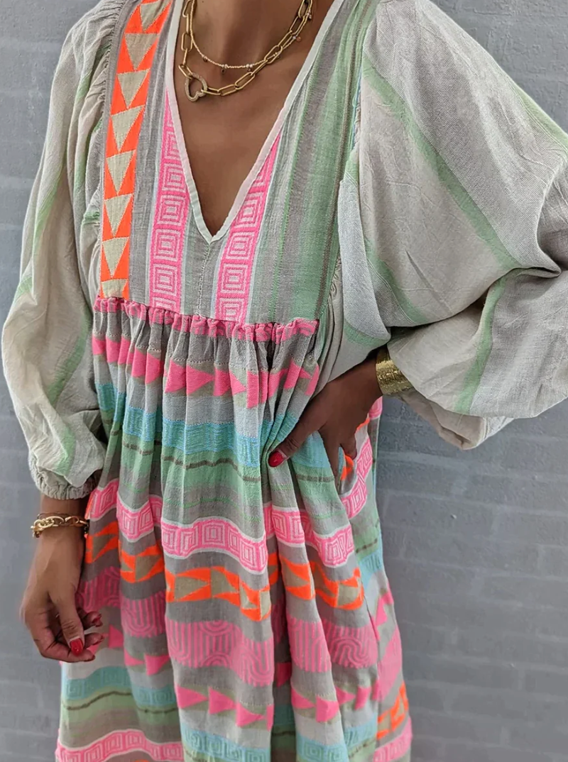 Levoire | Robe Boho Avec Des Rayures Colorées Pour Femmes