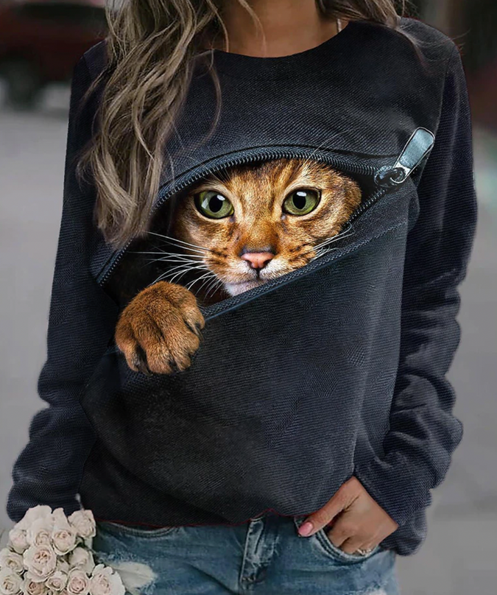 Levoire | Sweat-shirt Imprimé Mignon Pour Femme - Chaud Noir