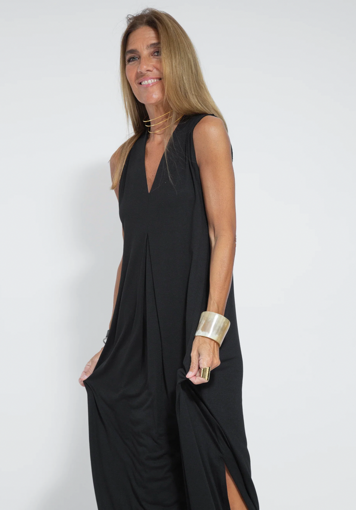 Levoire | Robe longue amincissante et cardigan Robe noire + cardigan turquoise