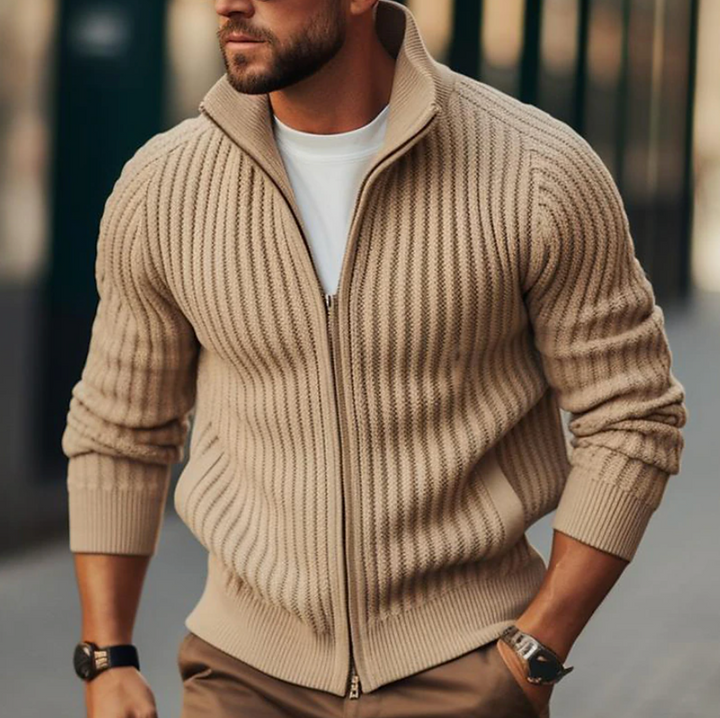 Levoire | Pull en maille à col montant zippé à manches longues Beige