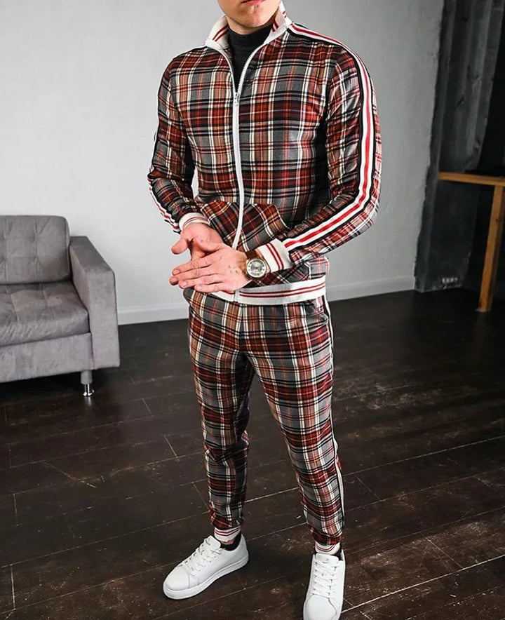 Levoire | Ensemble D'Entraînement À Carreaux Pour Hommes Braun