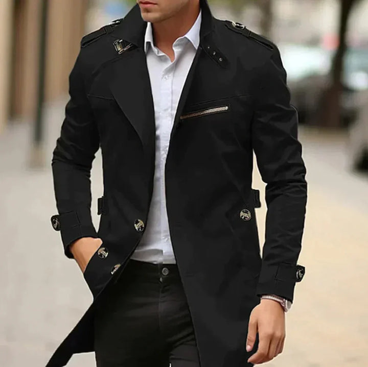 Levoire | Trench-Coat Long Avec Revers Et Poches Noir