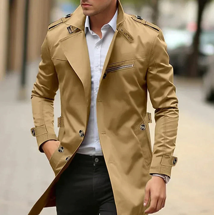 Levoire | Trench-Coat Long Avec Revers Et Poches Khaki