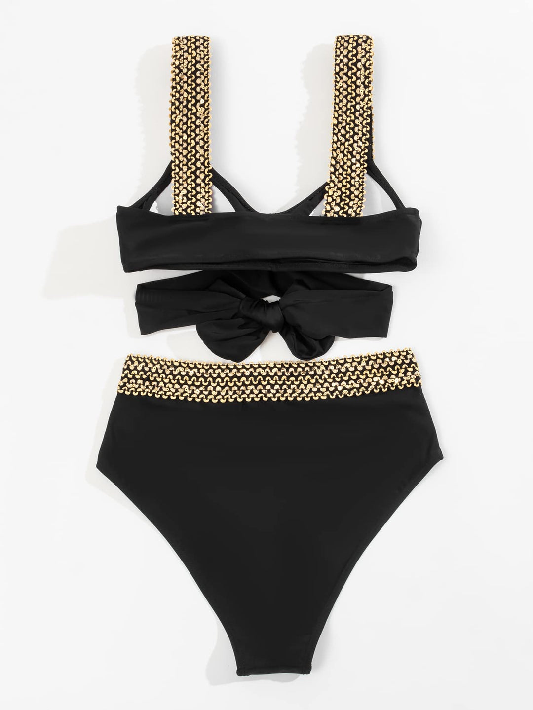 Levoire | Bikini Doré Avec Bretelles Croisées Et Taille Haute