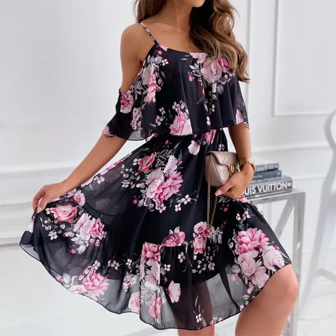 Levoire | Robe Florale Pour Femmes Lily Noir