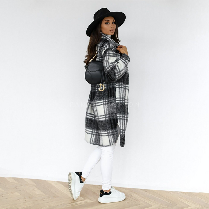 Levoire - Manteau long à carreaux pour femmes nouvelle collection automne 2025