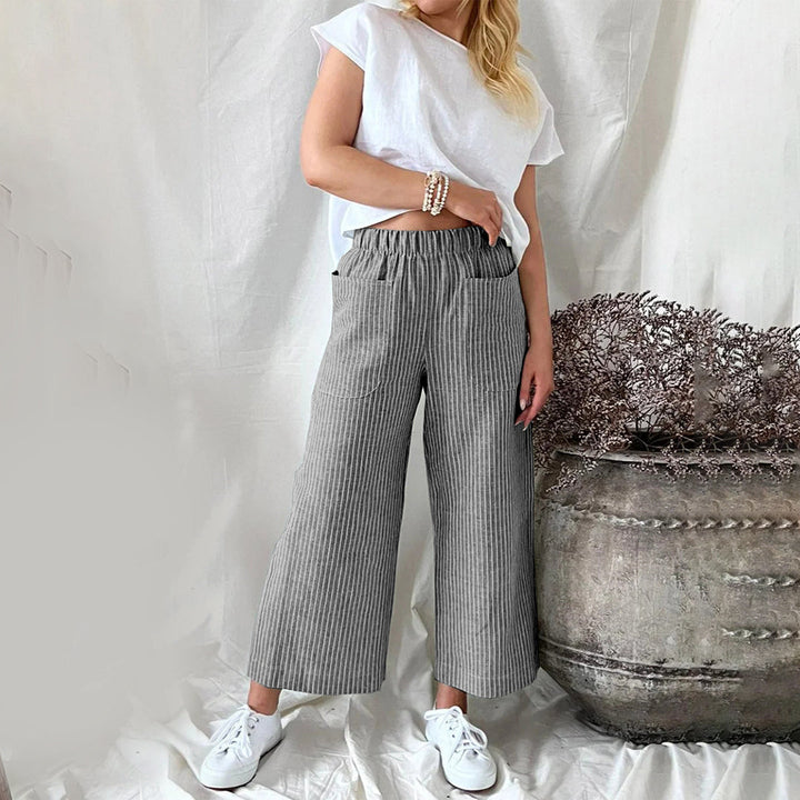 Levoire | Pantalons De Course Rentokangas À Rayures Gris foncé