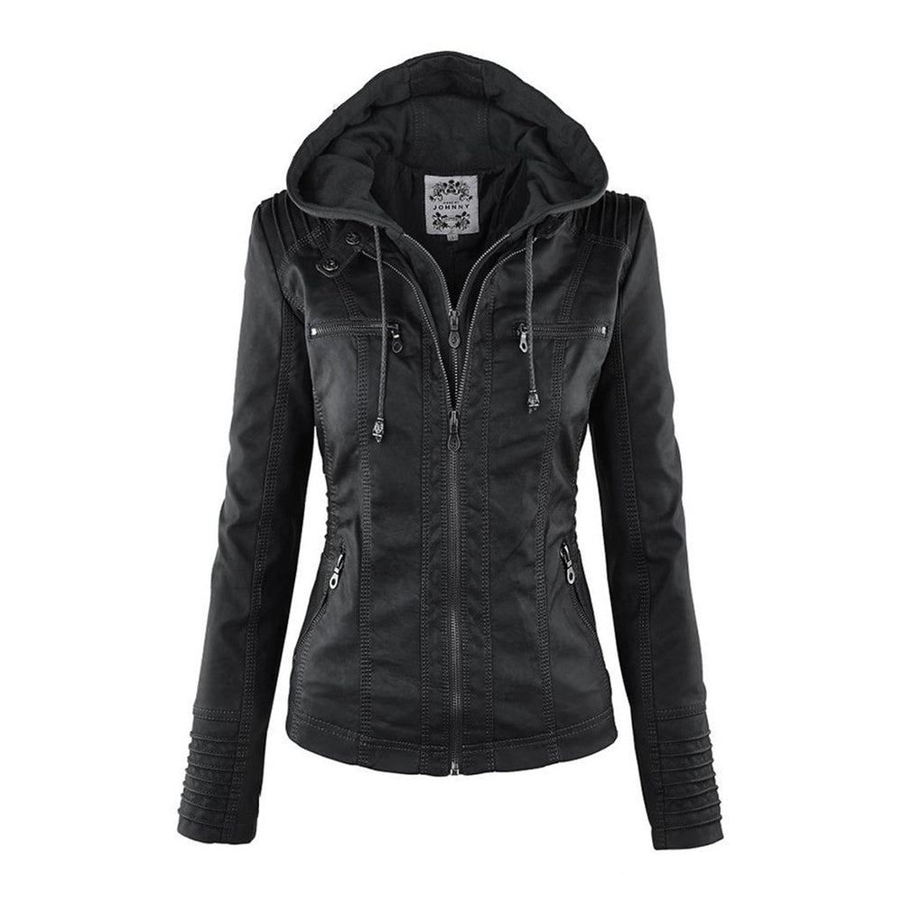 Levoire | Veste En Simili Cuir Avec Capuche Noir