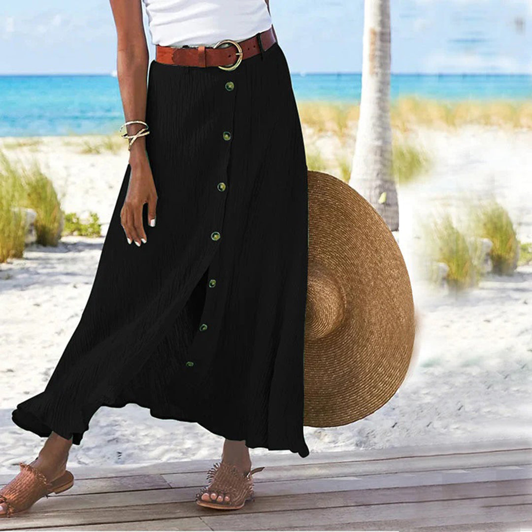 Levoire | Jupe Maxi Élégante À Boutons Noir