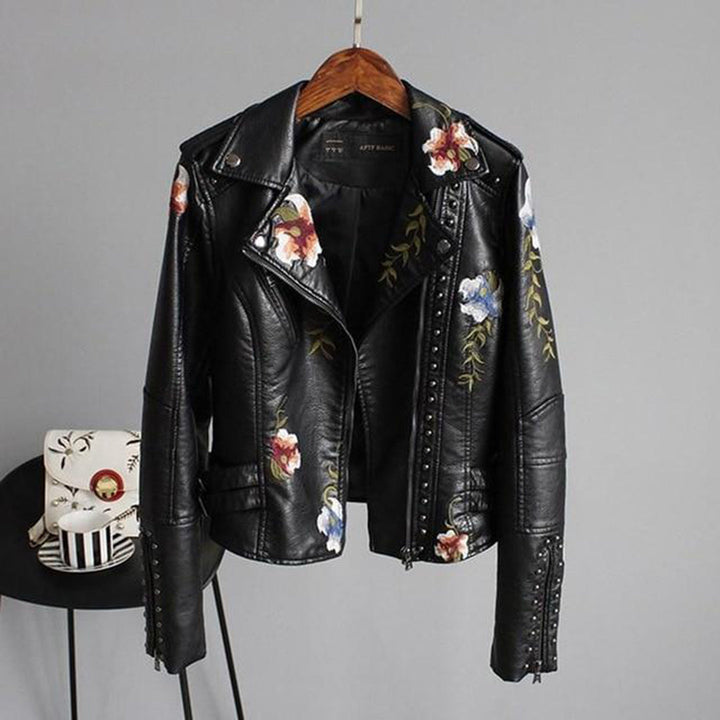 Levoire | Veste De Streetwear Élégante Avec Des Fleurs Noir