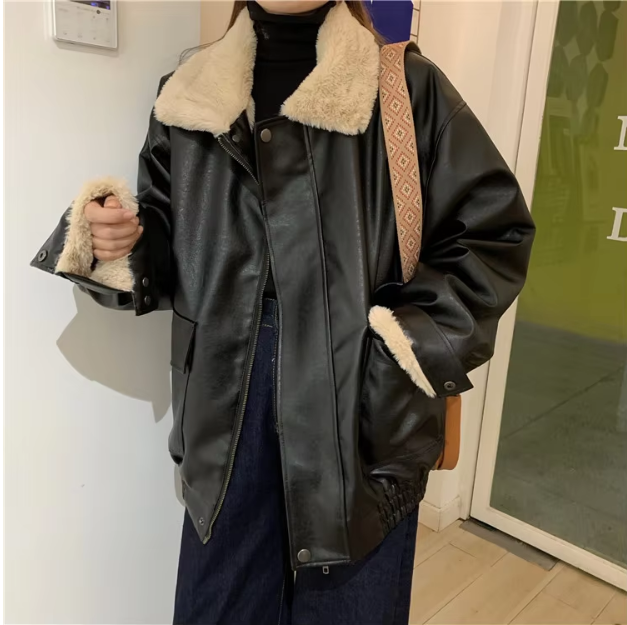 Levoire | Veste En Cuir Grande Taille À La Mode Avec Doublure Confortable
