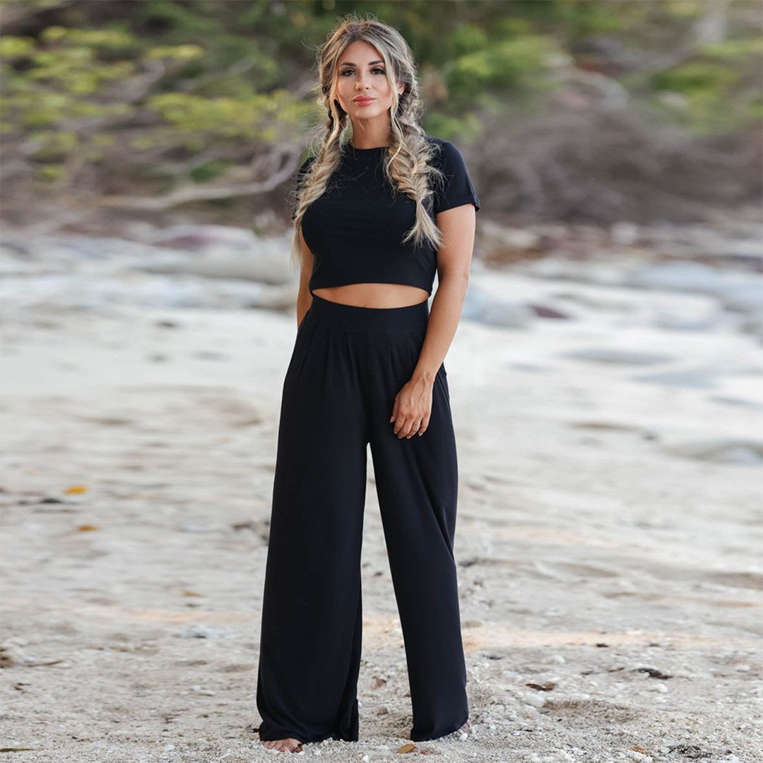 Levoire | Chemise Et Pantalon Set Pour Femmes Noir