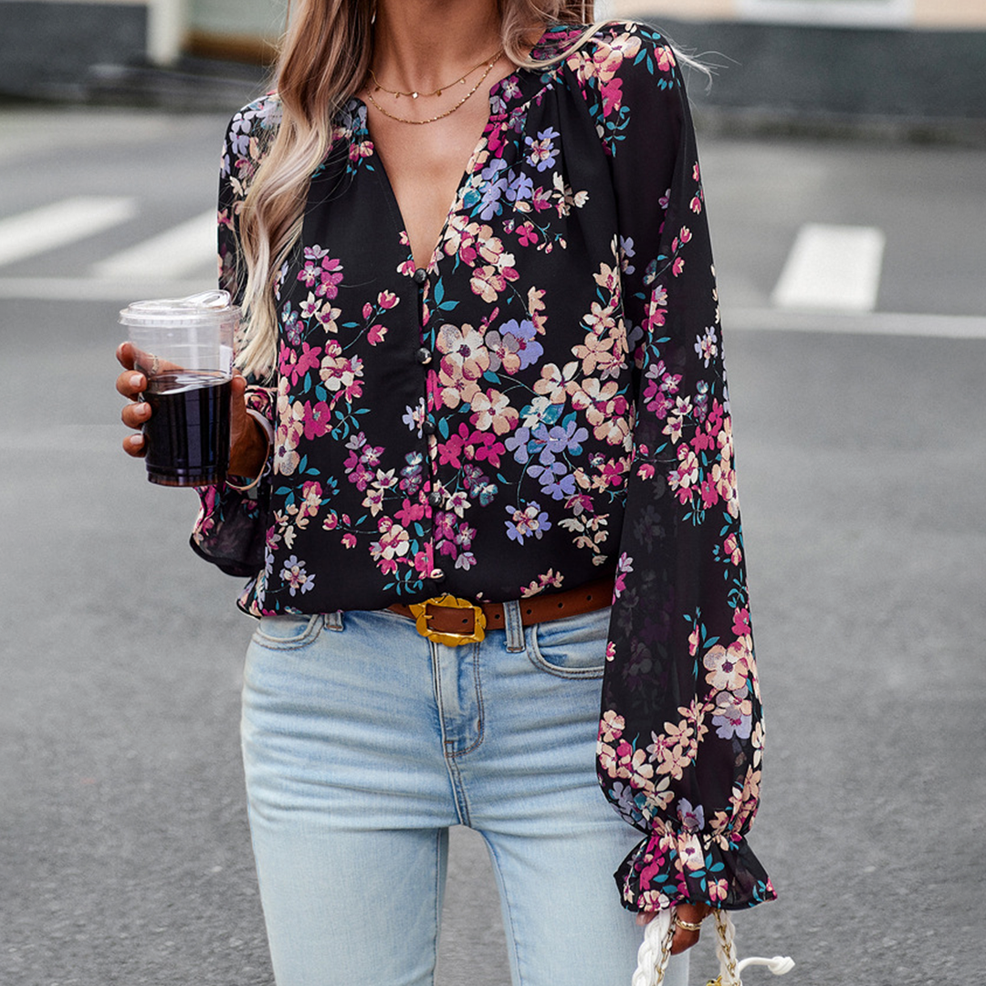 Levoire | Chemise À Boutons Florale Noir
