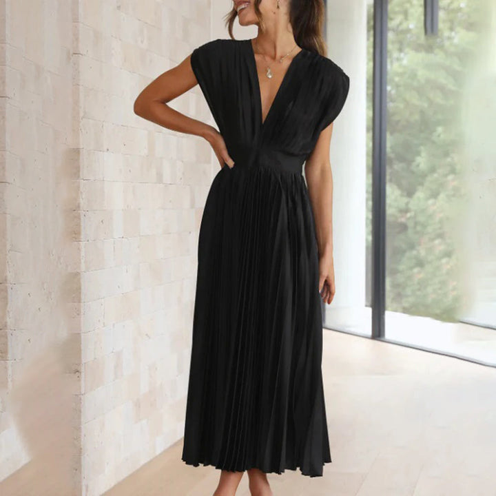 Levoire | Élégante Robe Maxi Plissée Électrique