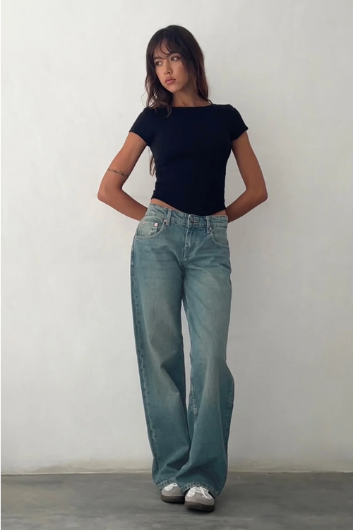 Levoire | Taille Basse Jeans Bleu Blanc