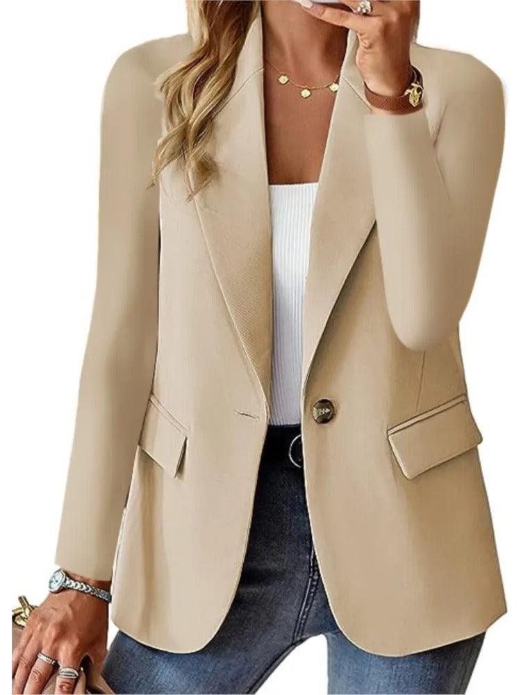 Levoire | Veste Blazer Décontractée À Manches Longues Et Poches Pour Femmes Marron clair