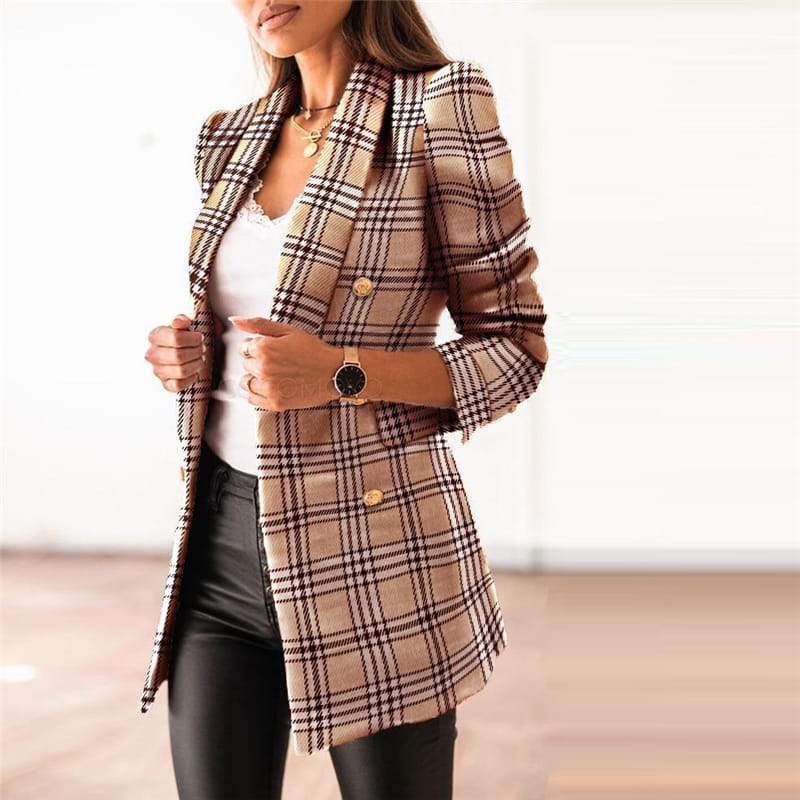 Levoire | manteau à carreaux à manches longues khaki