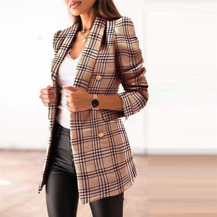 Levoire | manteau à carreaux à manches longues khaki
