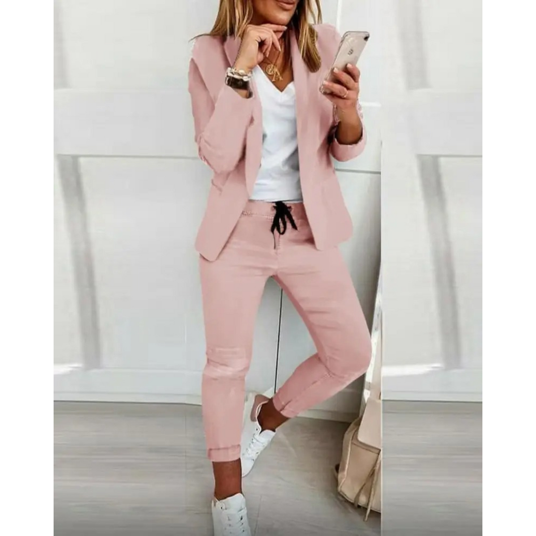 Levoire | Ensemble De Blazer Et Pantalon Pour Femmes Élégant Rosa