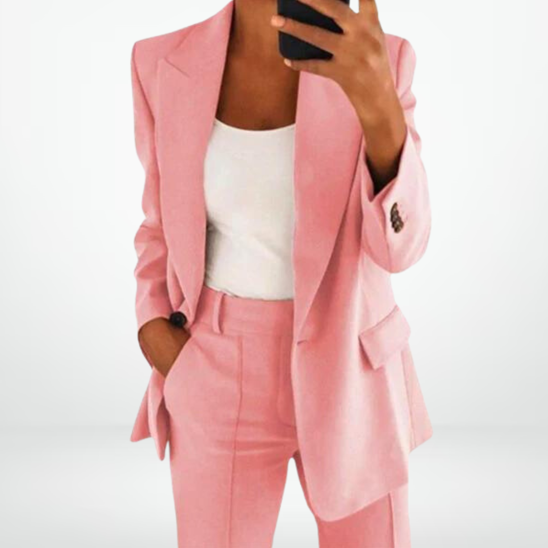 Levoire | Élégant Ensemble De Blazer Plus Size Pour Femmes Rosa