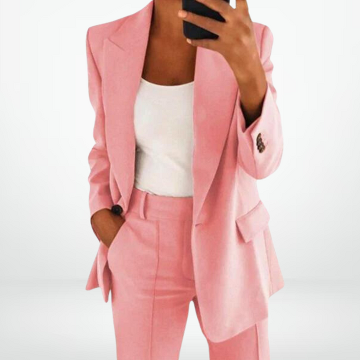 Levoire | Élégant Ensemble De Blazer Plus Size Pour Femmes Rosa