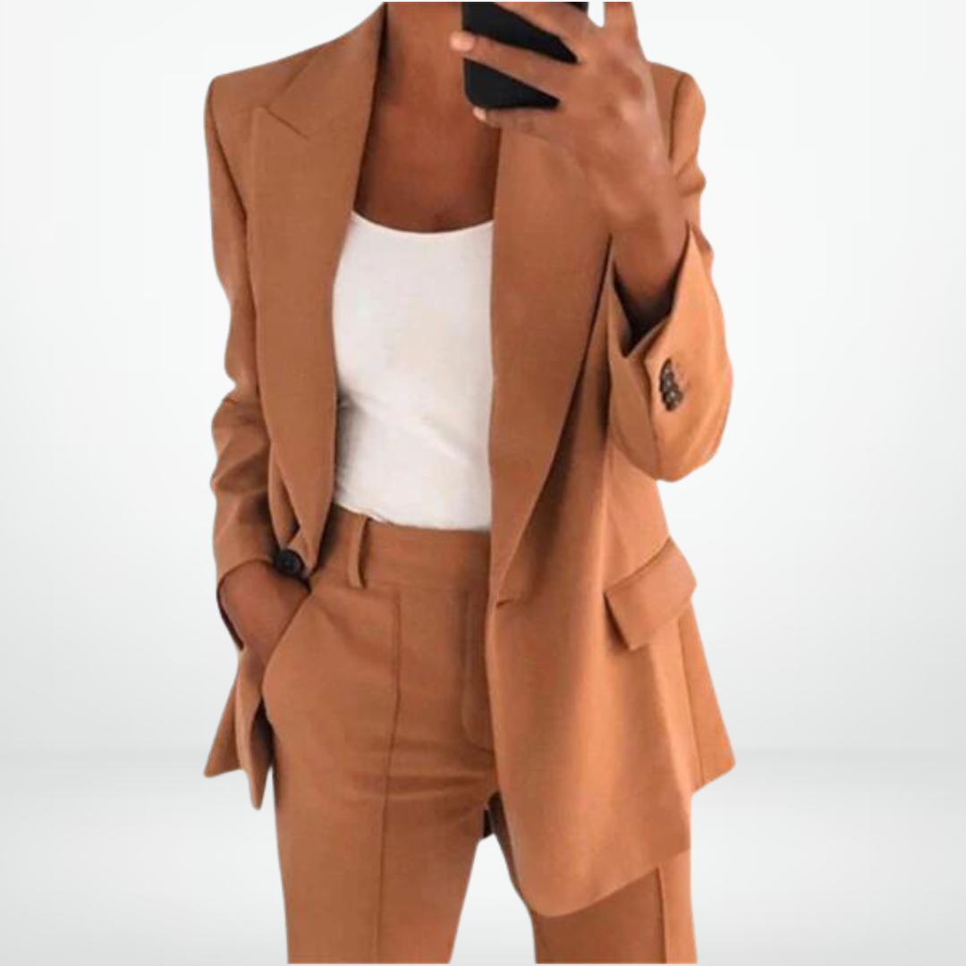 Levoire | Élégant Ensemble De Blazer Plus Size Pour Femmes Khaki