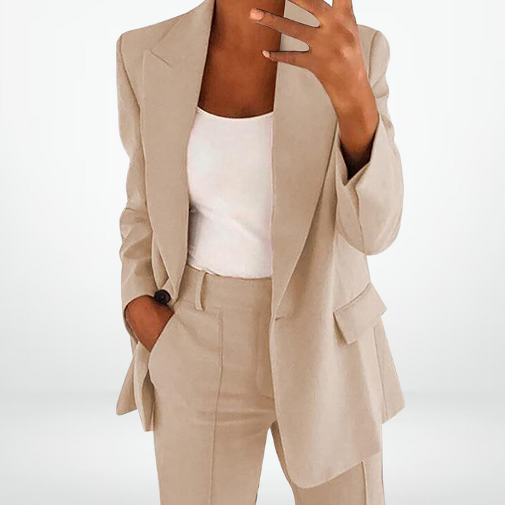 Levoire | Élégant Ensemble De Blazer Plus Size Pour Femmes Beige