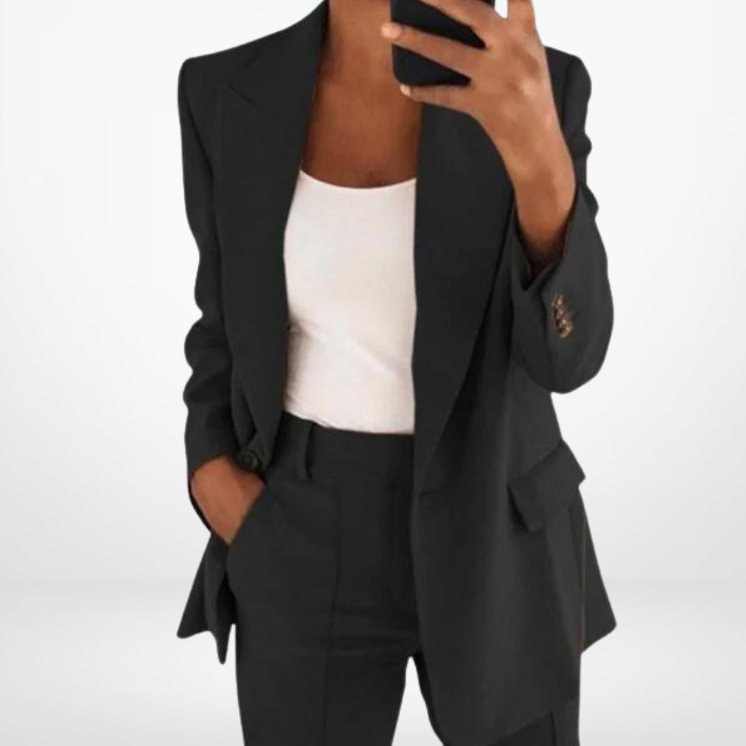 Levoire | Élégant Ensemble De Blazer Plus Size Pour Femmes Noir