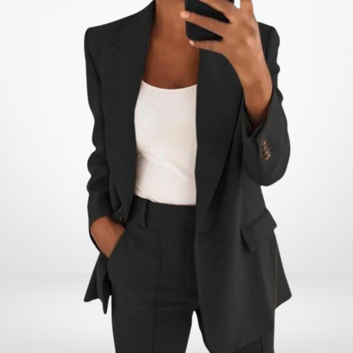Levoire | Élégant Ensemble De Blazer Plus Size Pour Femmes Noir