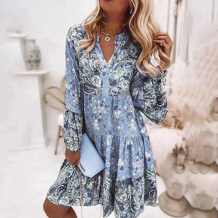 Levoire | Robe Boho D'Été À Manches Longues En A Bleu ciel