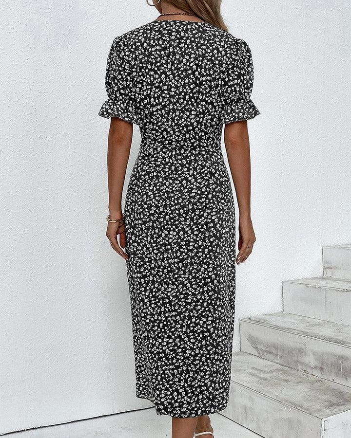 Levoire | Midi Robe D'Été À Fleurs À Manches Courtes