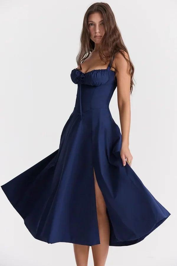 Levoire | Sans Manches Midi Corset Dress Robe D'Été Violette