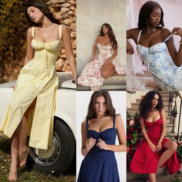 Levoire | Sans Manches Midi Corset Dress Robe D'Été