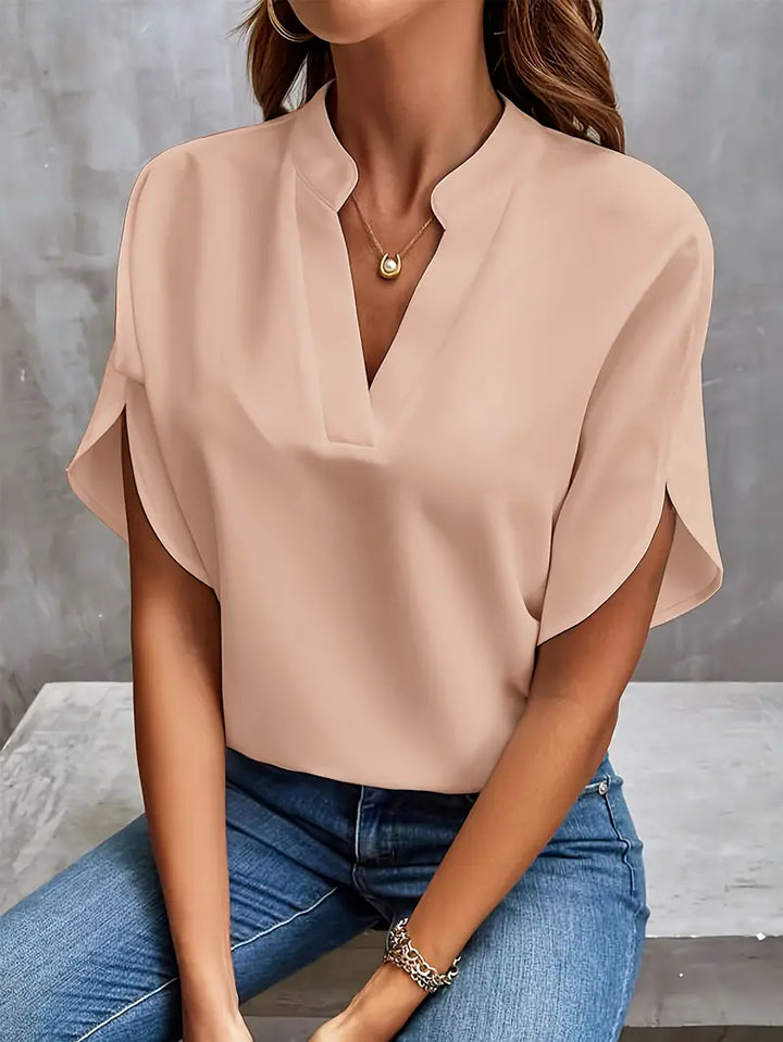 Levoire | Décolleté En V Manches Courtes Satin Vêtements Damen Abricot