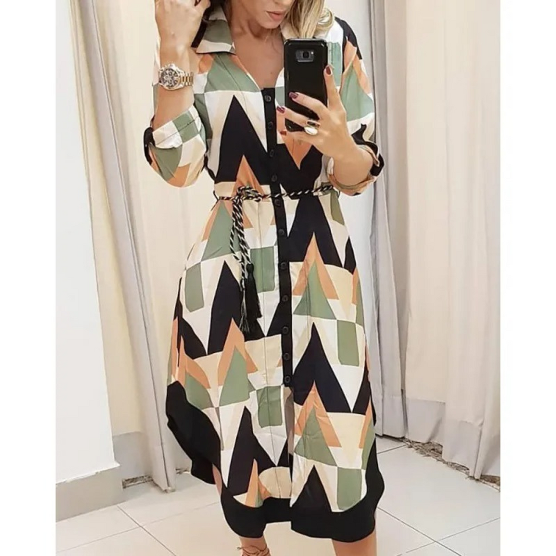 Levoire | Robe Blouse Avec Bretelles Imprimées Et Boutons Noir-vert