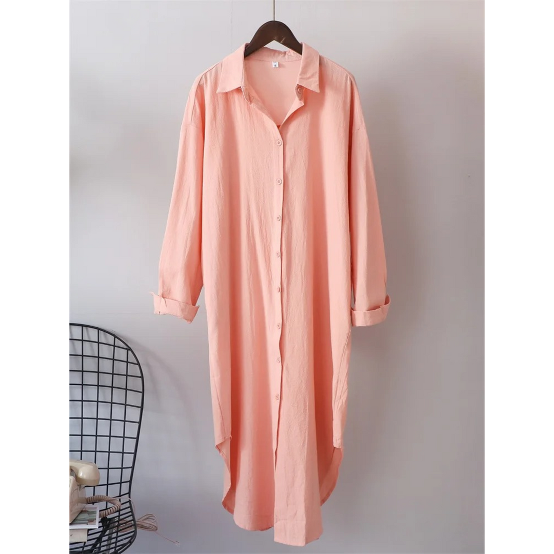 Levoire | Robe En Coton Élégante À Manches Longues Rose clair