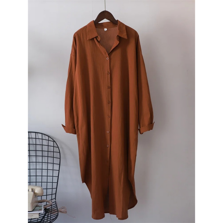 Levoire | Robe En Coton Élégante À Manches Longues Brun foncé