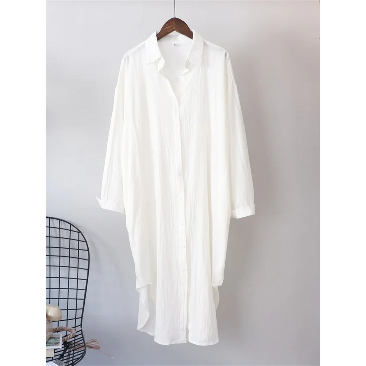 Levoire | Robe En Coton Élégante À Manches Longues Blanc