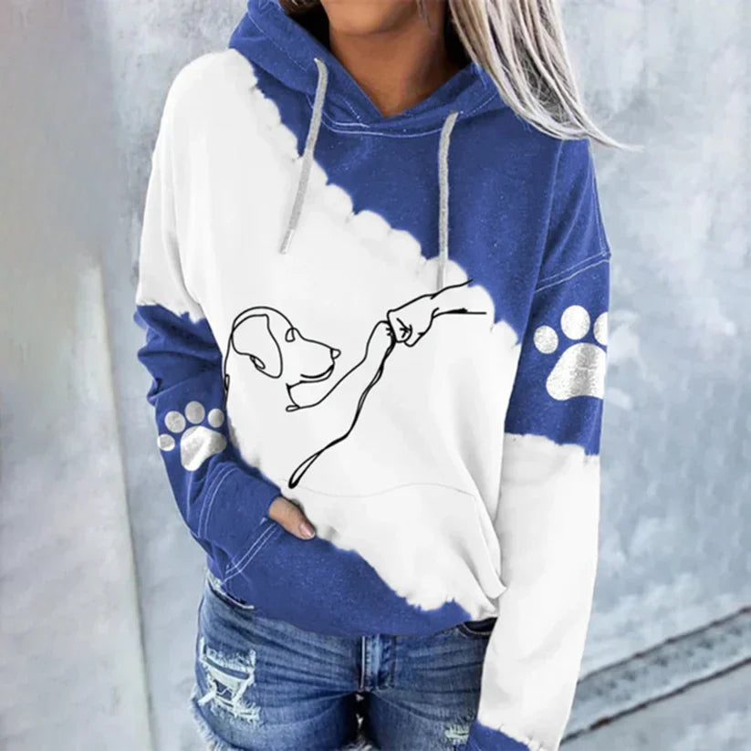 Levoire | Sweat À Capuche Tendance Avec Imprimé Chien Bleu