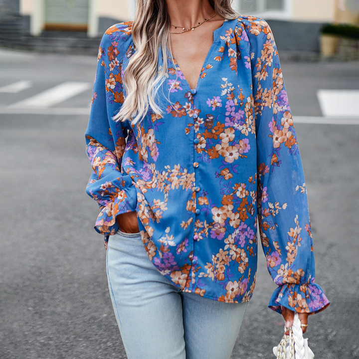 Levoire | Chemise À Boutons Florale Bleu