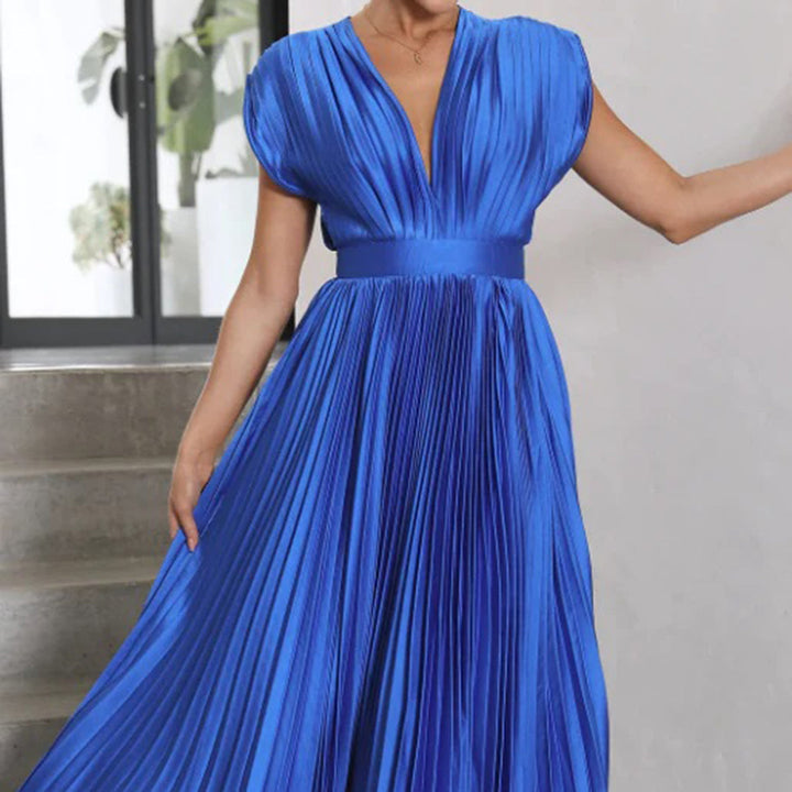 Levoire | Élégante Robe Maxi Plissée Électrique