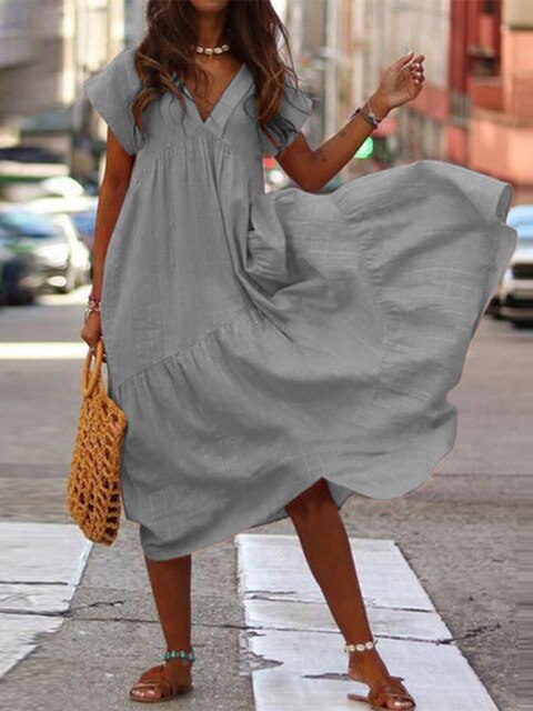 Levoire | Robe D'Été Chic Dans Un Beau Style Gris